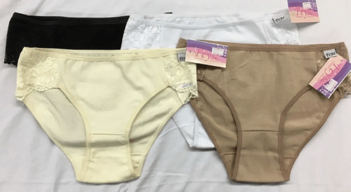 Pack X6 Bombacha De Algodón Lycra Con Puntilla A Los Lados