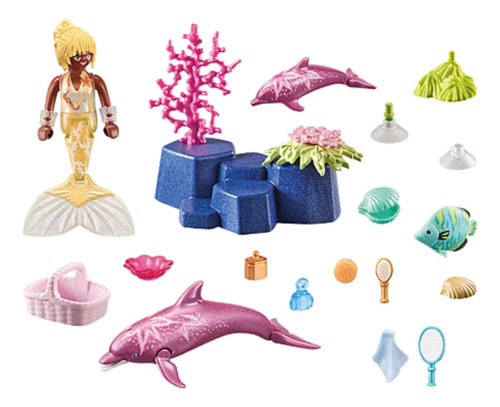 Figuras para Armar Princess Magic Sirena Con Delfines 28 Pcs Playmobil