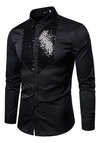 Camisa Decorada Con Cuentas De Clavos Para Hombres