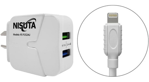 Cargador Celular Usb Nisuta 2 Puertos Usb + Cable iPhone