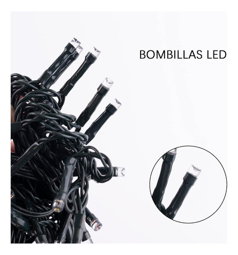 Luzes decorativas e de Natal Okey Home 100 LEDs de 10 m de comprimento - branco frio com cabo verde