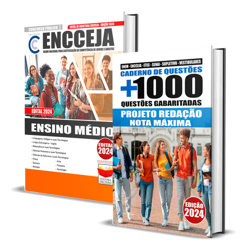 Kit Encceja Ensino Médio + Questões E Redação - Ed. Decisão, De Professores Especializados. Editorial Decisão Concursos, Tapa Mole, Edición Estudo Certificação Ensino Médio En Português, 2024
