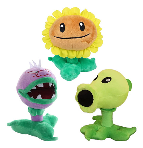 Peluches   De 3 Piezas De Plantas De Zombies De Felpa Pvz,