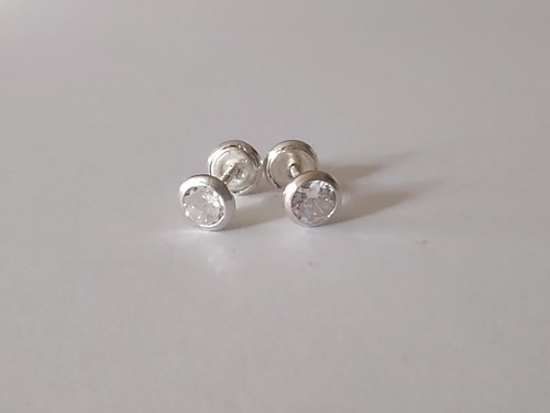Imagen 1 de 2 de Aros De Plata 925 Bebes Niña Abridores / Tornillo Con Hilo