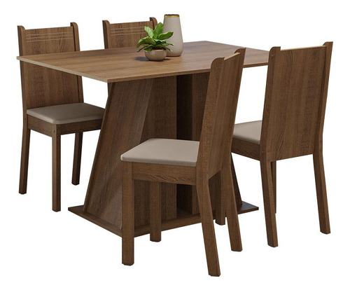 Mesa de comedor con 4 sillas Marilyn Madesa Rb, color rústico/sintético, beige