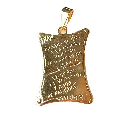 comprar Dije Cristiano Medalla Laminado Oro 18k Grabado Salmo 23