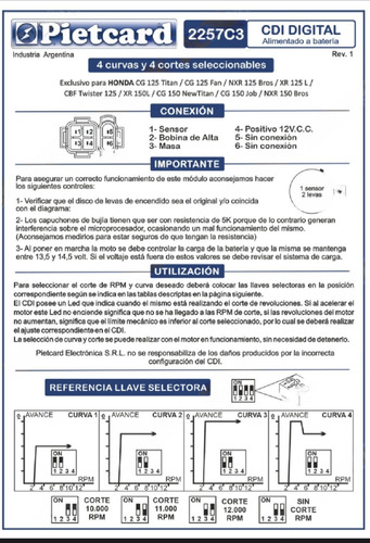 Cdi Digital Corte Programable Honda Cg 125 Pietcard 2257c3
