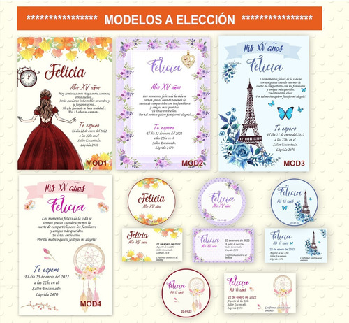 Tarjeta Invitación Cumple De 15 Topper, Personal Imprimir M1