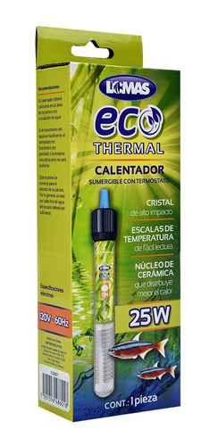 Imagen 2 de 3 de Calentador Sumergible Con Termostato Ecothermal 25 W Pecera