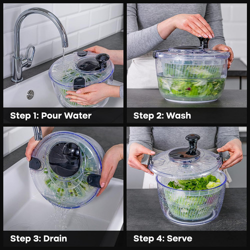 Centrifugadora De Ensaladas Con Escurridor, Bol Y Escurri...