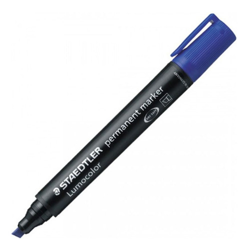 Marcador Permanente Pta Biselada Azul 350-3