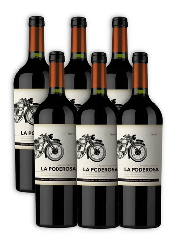 La Poderosa Vino Malbec Caja X6u 750ml Fin De Los Mundo 