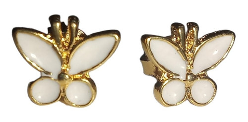 Aros Mariposa De Oro 14k(aleacion) Perla Negra