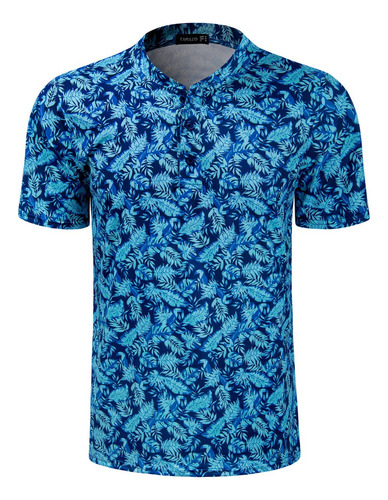 Polos Estampados Henley Para Hombre, A La Moda, De Corte Sec