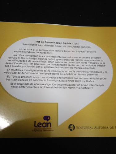 Test Tdr Test De Denominación Rápida. Predictor Habilid Lect