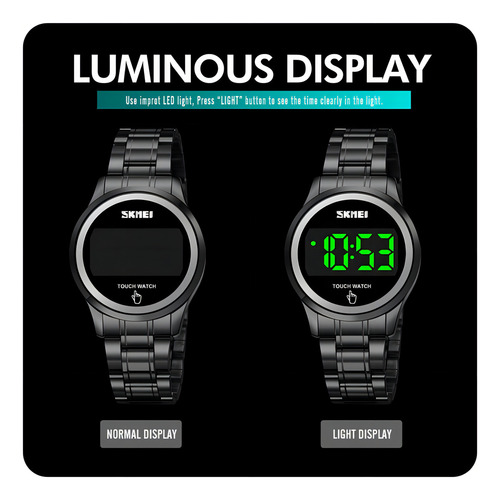 Reloj Electrónico Empresarial Digital De Acero Inoxidable Sk Color De La Correa Plateado