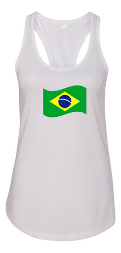 Polera Deportiva Musculosa Poliéster Dama Bandera Brasil