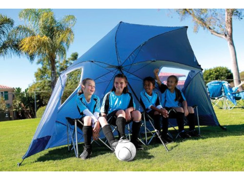 Sombrilla Con Toldo Para Sol Y Lluvia Filtro Uv Color Azul Blue Portatil