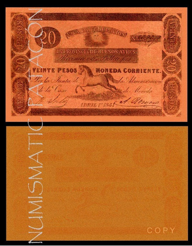 Billete 20 Pesos Moneda Corriente Bs As 1841 - Copia 380