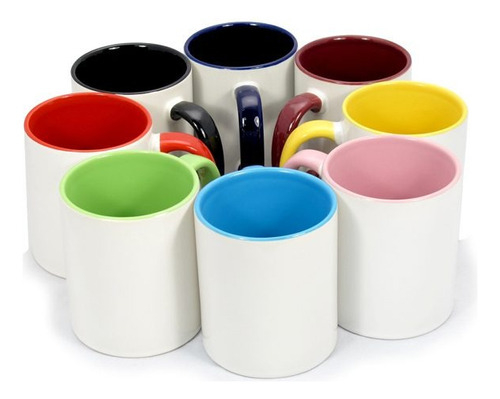 12 Tazas Interior Y Asa Colores 11oz Sublimacion Sublimar