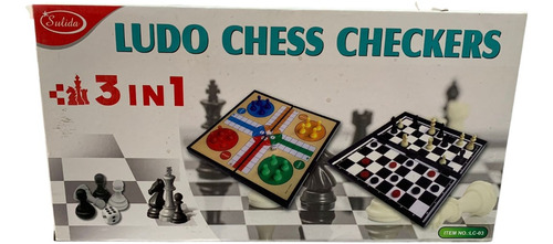 Juego De Mesa 3 En 1 Ludo Damas Ajedrez.