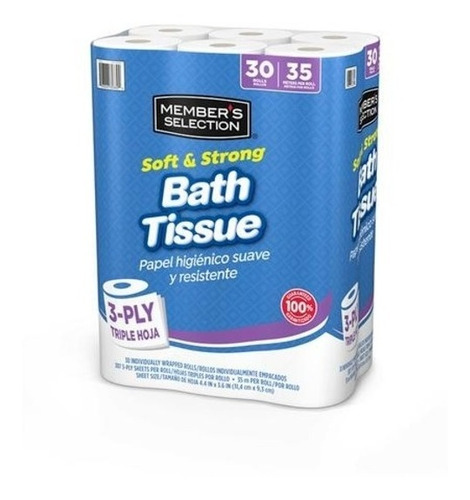 Papel Higienico 30 Rollos Triple Hoja Bath Tissue Members
