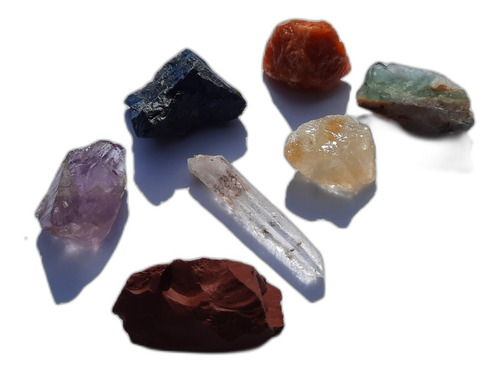 Set Cristales 7 Chakras. Piedras Bruto. Instructivo Y Bolsa.