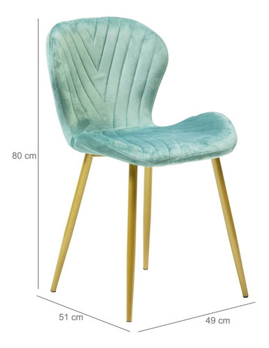 Imagen 3 de 6 de Silla De Comedor Velvet Terciopelo Patas Doradas