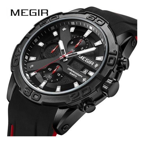 Reloj Megir Luminous Chronograph Calendar De Silicona