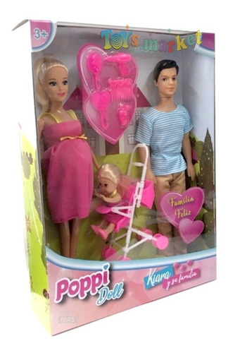 Imagen 6 de 9 de Kiara Muñeca Embarazada Mama Y Su Familia Bebe Papa Poppi