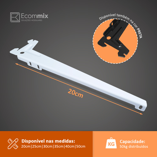20 Par Suporte Prateleira Com Aba P/ Trilho Cremalheira 20cm