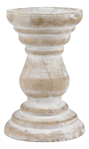 Stonebriar Portavelas De Madera Blanca Antigua, Soporte De P