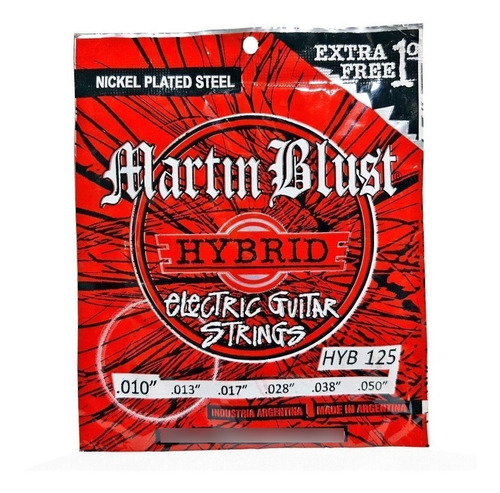 Cuerdas Híbridas 010 Guitarra Eléctrica Martin Blust Hyb 125