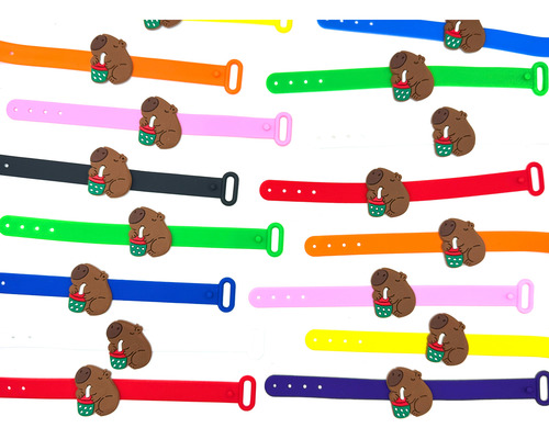Pulseira Capivara 10un Variadas Pulseirinha Mimo Ajusavel