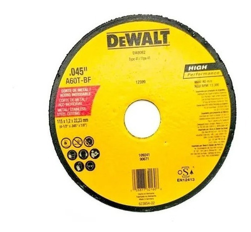 Disco Corte Metal 4 1/2 Dewalt