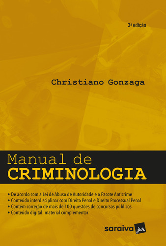 Manual de Criminologia - 3ª edição 2022, de Gonzaga, Christiano. Editora Saraiva Educação S. A., capa mole em português, 2021