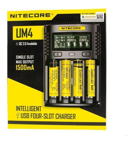 Cargador Um4 Usb Nitecore 4 Slots Display De Estado 18650