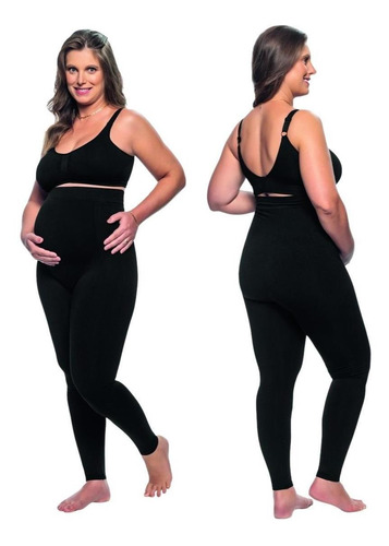 Imagem 1 de 8 de Calça Legging Gestante Grávida Cintura Alta Preta Zee Rucci