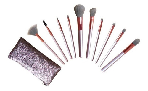 Juego De Brochas Cosmetic Lab Total Beauty Silver 11 Piezas