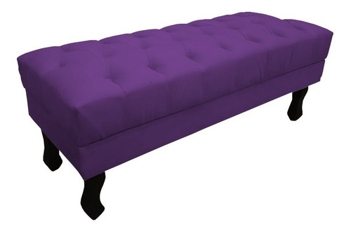 Puf Recamier Baú Luis Xv Capitonê 1,00m Suede Roxo