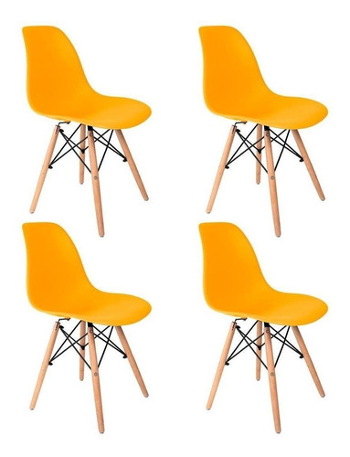 Cadeira de jantar Empório Tiffany Eames DSW Madera, estrutura de cor  amarelo, 4 unidades