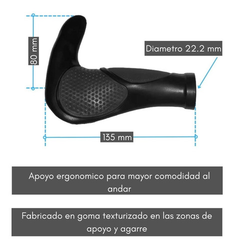 Imagen 4 de 7 de Puño Manopla Bicicleta Mtb Ergonomicos Alargue Comodo Goma