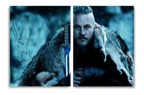 Quadro Vikings Ragnar Lothbrok King Decorativo Em Tecido