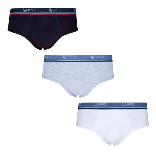 Kit 3 Cueca Slip Lupo Cueca Algodão Elastano Lupo Adulto