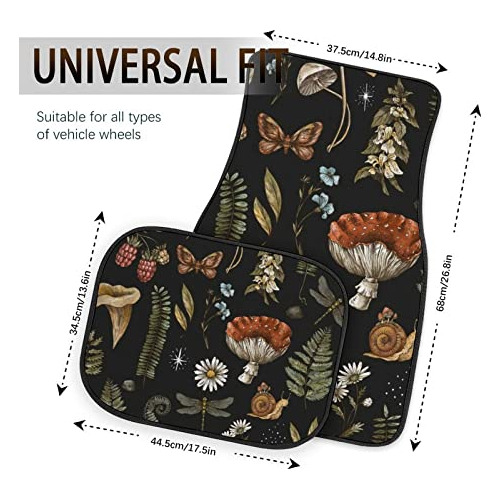 4 Pieces Car Floor Mats,daisy Butterfly Dragonfly Mushr...