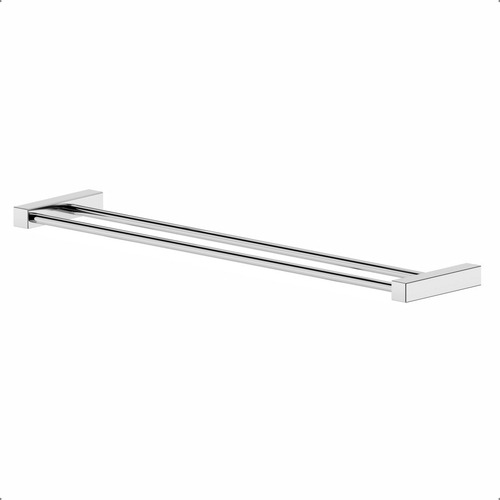 Porta Toalha Duplo Troia Barra 70cm Prata Grego Metal 1031TR
