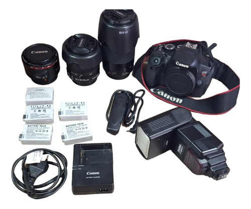 Cámara Dslr Canon Eos Rebel T4i Con 3 Lentes Y Mochila (Usado)