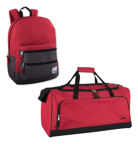 Set Mochila Bolsa Lona Para Hombr Mujer Trail Maker Rojo