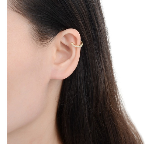 Zarcillos Presión Ear-cuff  Plata 925 (1 Pieza) Con Baño Oro