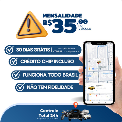 Rastreador Bloqueador Veicular Com Aplicativo + Chip M2m